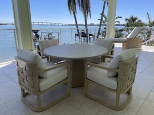 Aluminum patio dining set with umbrella
